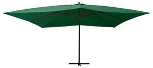 Frihängande parasoll med trästång 400x300 cm grön