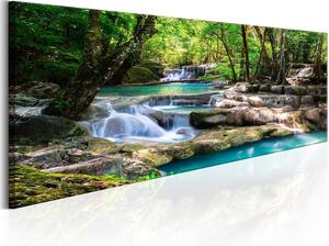 Canvas Tavla - Nature: Forest Waterfall - 135x45