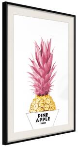 Inramad Poster / Tavla - Trendy Pineapple - 30x45 Guldram
