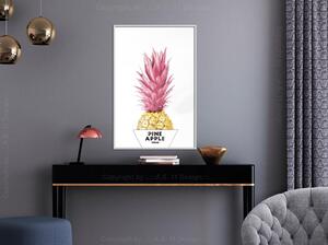 Inramad Poster / Tavla - Trendy Pineapple - 20x30 Guldram