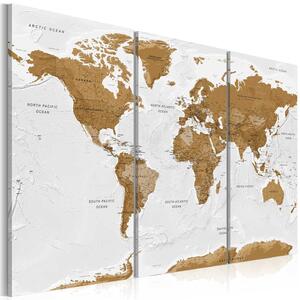 Canvas Tavla - World Map: White Poetry - 90x60