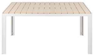 Trädgårdsbord Beige och Vit Aluminiumram Plywood 6 Sittplatser Rost UV-beständigt Modernt Beliani