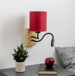 Brilagi-LED vägglampa NUBILA WOOD 1xE27/25W/230V+LED/3W ek/pompejansk röd