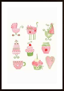 Pink And Green Litte Cute Pictures Poster