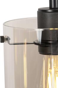 Design hängande lampa svart med rökglas 4-ljus - Dome