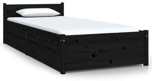 Sängram med lådor svart 75x190 cm