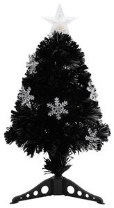 Julgran med LED-snöflingor svart 64 cm fiberoptik