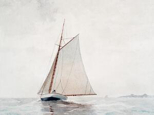 Konsttryck Sailing off Gloucester (Boat on the Ocean) - Winslow Homer, (40 x 30 cm)