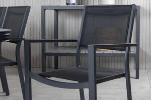 COPACABANA VIRYA Matbord 200x100 cm + 6 stolar - Svart/Grå | Utemöbler