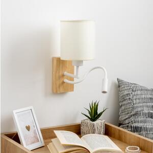 Brilagi - LED Flexibel vägglampa NUBILA WOOD 1xE27/25W/230V + LED/3W ek/vit/grädde