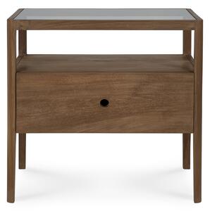 Ethnicraft - Spindle Bedside Table - Reclaimed Teak - 1 Drawer -55 x 35 cm - Sängbord - Alain Van Havre - Träfärgad - Trä