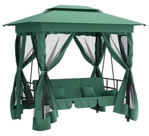 Paviljong med hammock grön tyg&stål