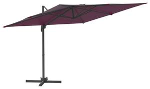 Frihängande parasoll LED vinröd 400x300 cm