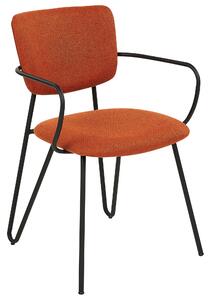 Uppsättning med 2 matstolar Orange polyester med strukturell tygklädsel Svarta metallben Armlöst böjt ryggstöd Modern modern design Beliani
