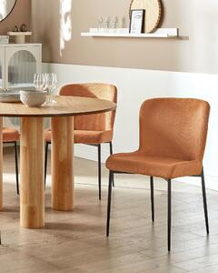 Uppsättning med 2 stolar Orange Polyester Stickad Textur Metallben Beliani