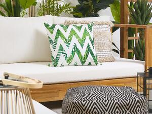 Set med 2 trädgårdskuddar Vit och Grön Polyester fyrkantig 45 cm Chevron Blommönster Modern utomhustillbehör Beliani