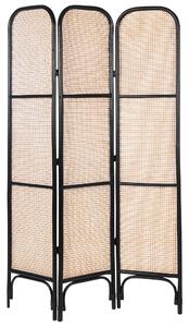 Rumsavdelare Svart rottingram och nät 3 paneler Fällbar dekorativ skärmvägg Beliani