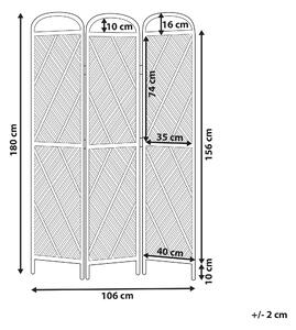 Rumsavdelare Naturljus Rottingram 3 Paneler Fällbar Dekorativ Korgskärm Skärmvägg Beliani
