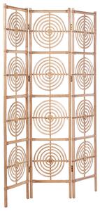 Rumsavdelare Naturlig rotting med mahognyram 3 paneler Fällbar Dekorativ Korgskärm Skärmvägg Beliani
