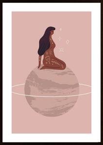 Girl On Saturn Poster