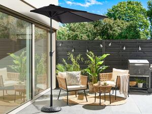 Halvrunt Trädgårdsparasoll Svart Polyester Stål 270 cm Modern Veranda Balkong Beliani