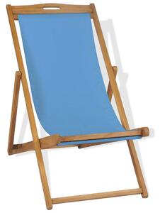 Strandstol teakträ 56x105x96 cm blå