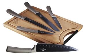 BerlingerHaus - Set med knivar i rostfritt stål 6st beige/svart med bambu skärbräda