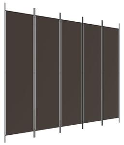 Rumsavdelare 5 paneler brun 250x200 cm tyg