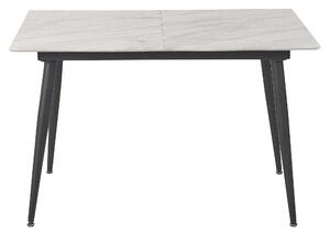 Matbord Svart Vit MDF Järn 120/150 x 80 cm Marmor Effekt Utdragbar Topp Metallben Rektangulär Modern Design Beliani