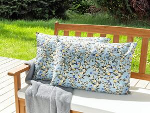 Set med 2 kuddar för utomhusbruk Blå polyester 40 x 60 cm Rektangulär kudde med blommönster Trädgård uteplats Beliani