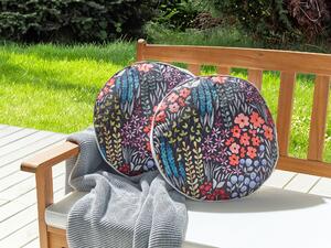 Set med 2 kuddar för utomhusbruk Flerfärgad polyester ⌀ 40 cm Rund kudde med blommönster Trädgård uteplats Beliani