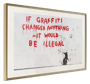 Inramad Poster / Tavla - Banksy: If Graffiti Changed Anything - 30x20 Guldram med passepartout