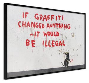 Inramad Poster / Tavla - Banksy: If Graffiti Changed Anything - 60x40 Svart ram med passepartout