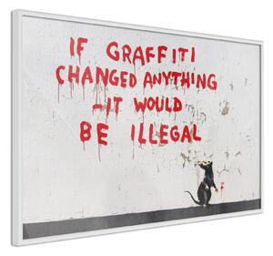 Inramad Poster / Tavla - Banksy: If Graffiti Changed Anything - 30x20 Guldram med passepartout