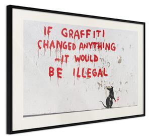 Inramad Poster / Tavla - Banksy: If Graffiti Changed Anything - 45x30 Guldram