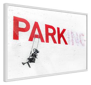 Inramad Poster / Tavla - Banksy: Park(ing) - 30x20 Guldram med passepartout