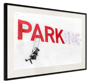 Inramad Poster / Tavla - Banksy: Park(ing) - 30x20 Svart ram med passepartout