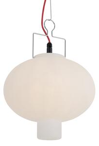 Buiten hanglamp wit 35 cm met rode stekker IP44 - Pion
