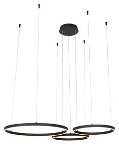 Hänglampa svart inkl LED 3-stegs dimbar 3-ljus - Anello