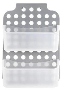 Dubbeldäckad duschhylla 12x35,5 cm grå/vit, väggmonterad