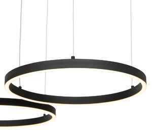 Hänglampa svart inkl LED 3-stegs dimbar 3-ljus - Anello
