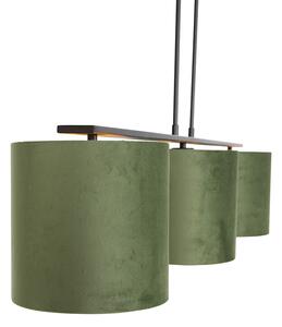 Hängande lampa med sammet nyanser grönt med guld 20cm - Combi 3 Deluxe