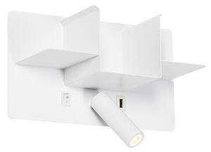 Modern vägglampa vit inkl LED med USB - Thijs