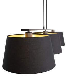 Hängande lampa med bomullsnyanser svart med guld 32 cm - Combi 3 Deluxe