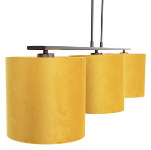 Hängande lampa med velour nyanser gul med guld 20cm - Combi 3 Deluxe