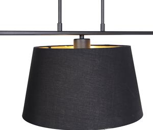 Hängande lampa med bomullsnyanser svart med guld 32 cm - Combi 3 Deluxe
