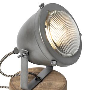 Industriell bordslampa stål med trä 16,5 cm - Emado