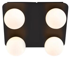 Modern badrumstaklampa svart fyrkantig 4-ljus - Cederic