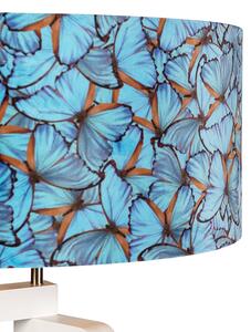 Golvlampa stativ trä med fjärilar velour skugga 50 cm - Puros