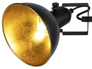 Industriell golvlampa svart med guld 3-lampor - Tommy